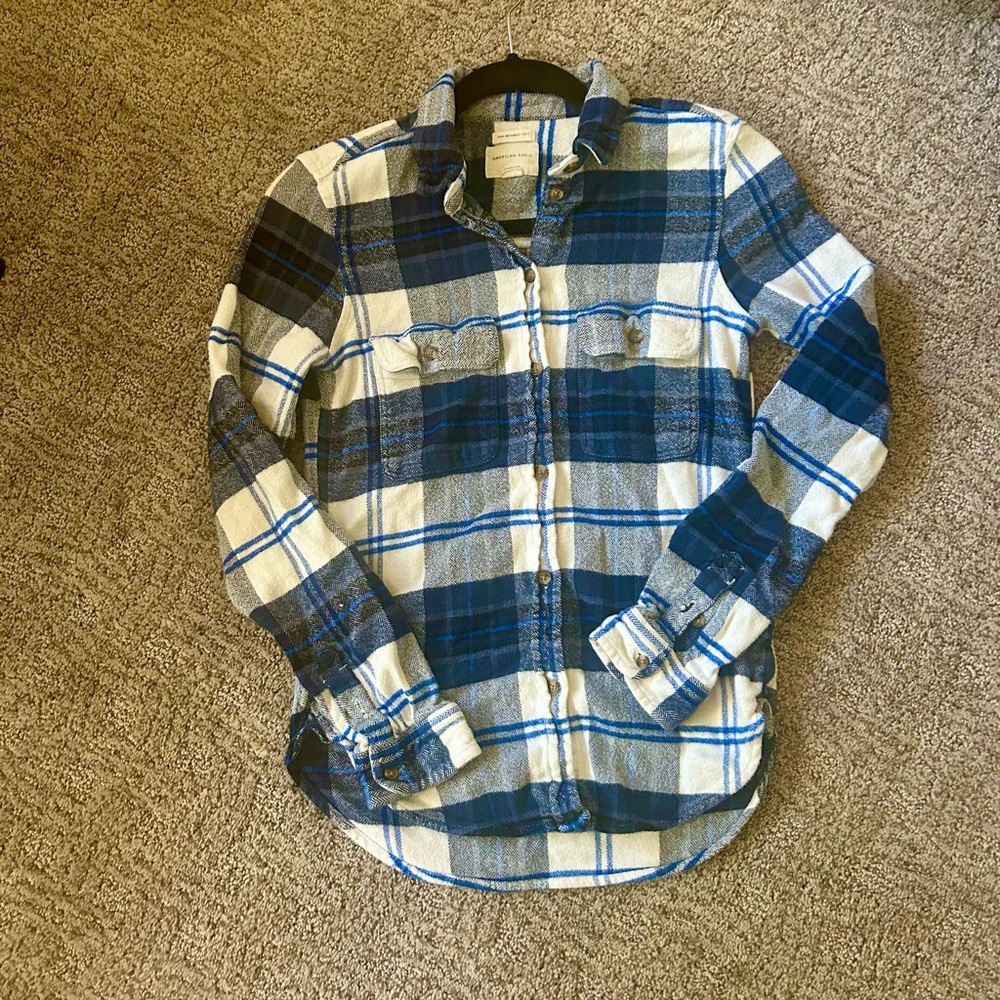 American Eagle Outfitters Navy and White Flannel
